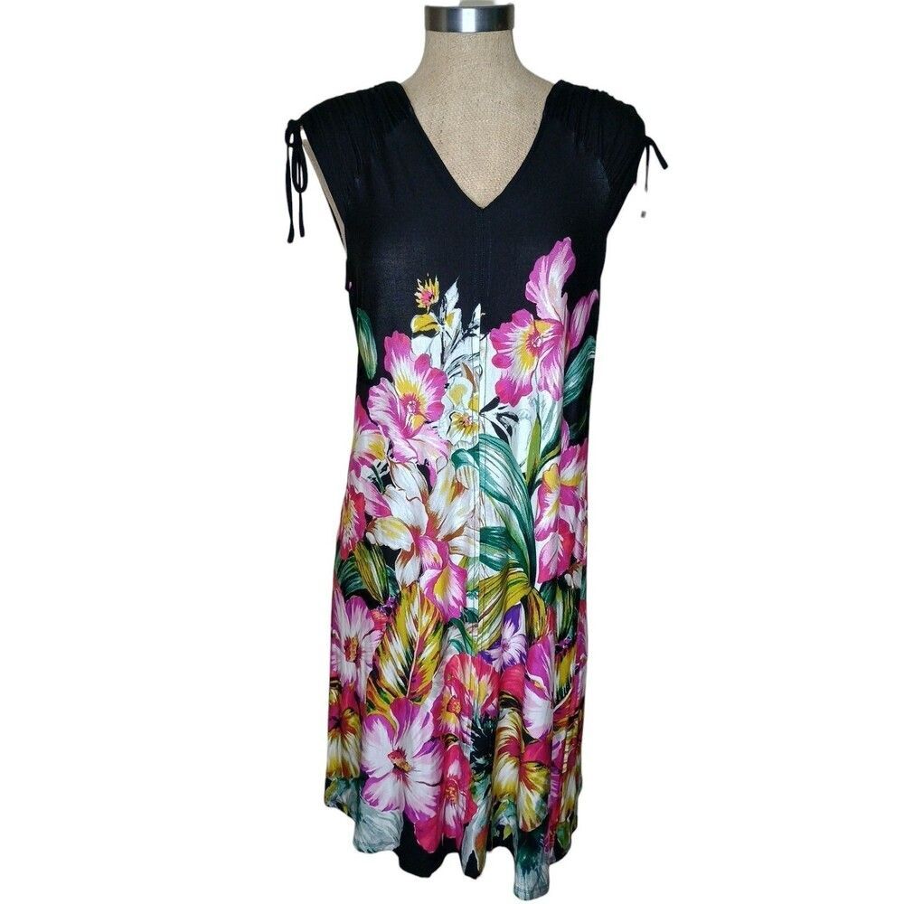 Spence Dress Womens Sz L Sleeveless Colorful Floral Sundress Party Cruise